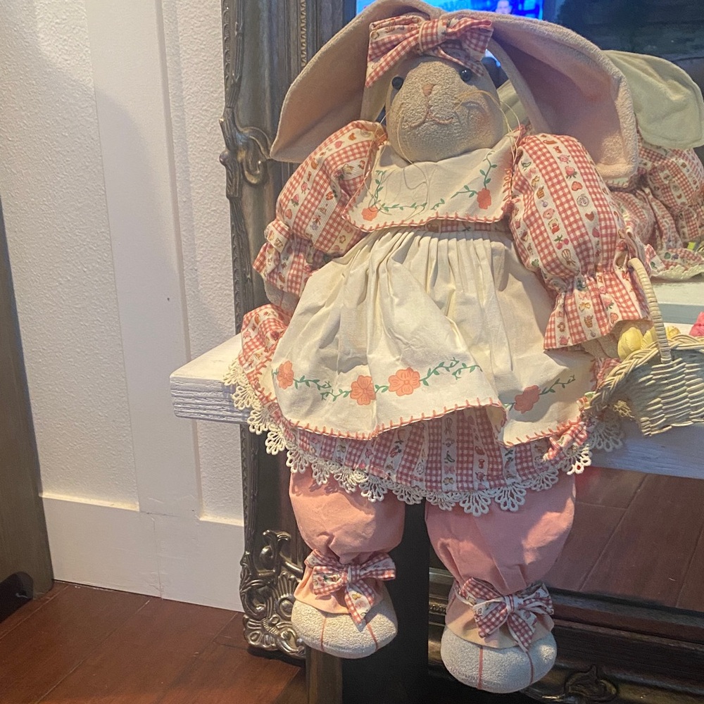 Adorable Pink and Cream Bunny Doll